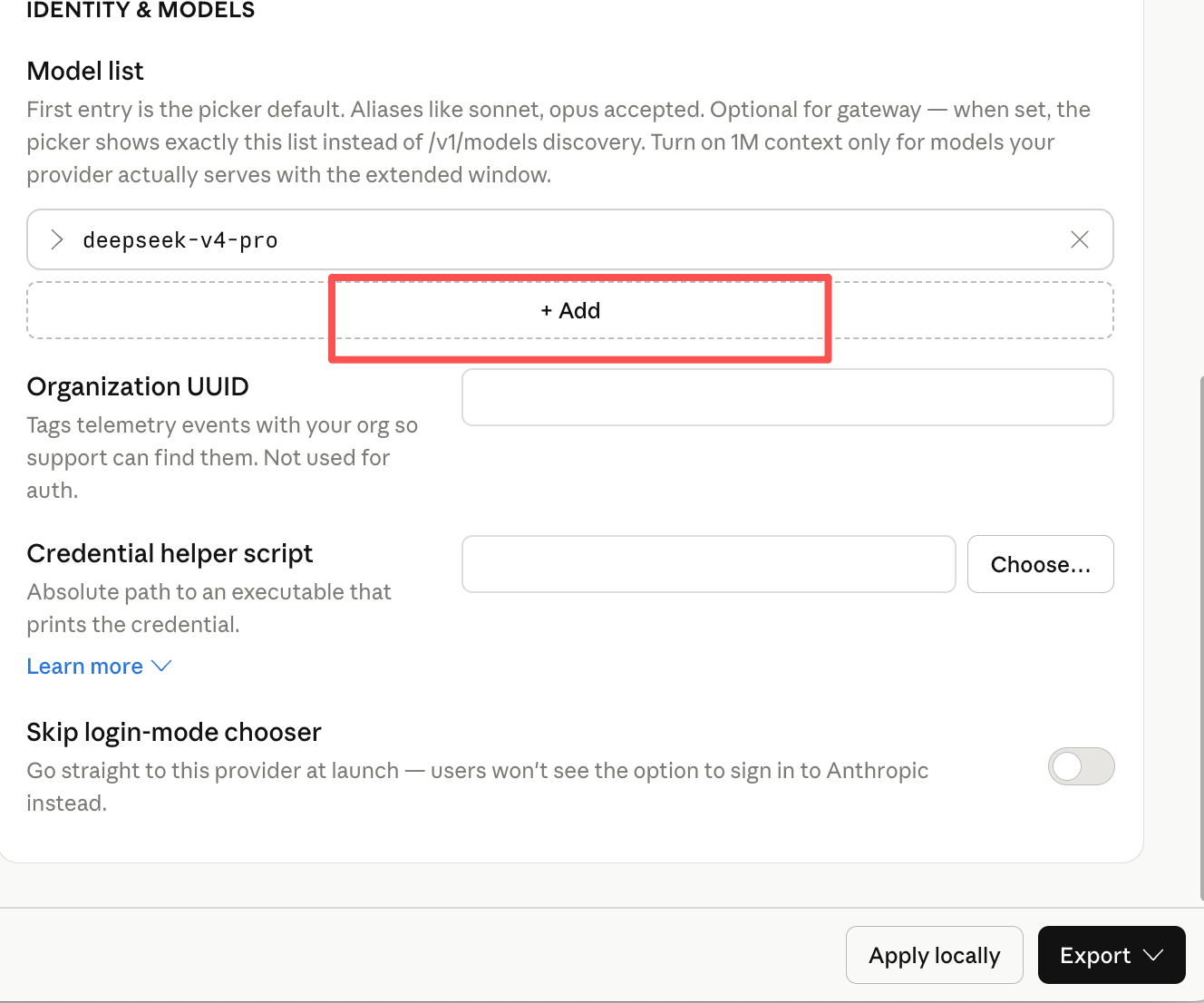 Configure Model