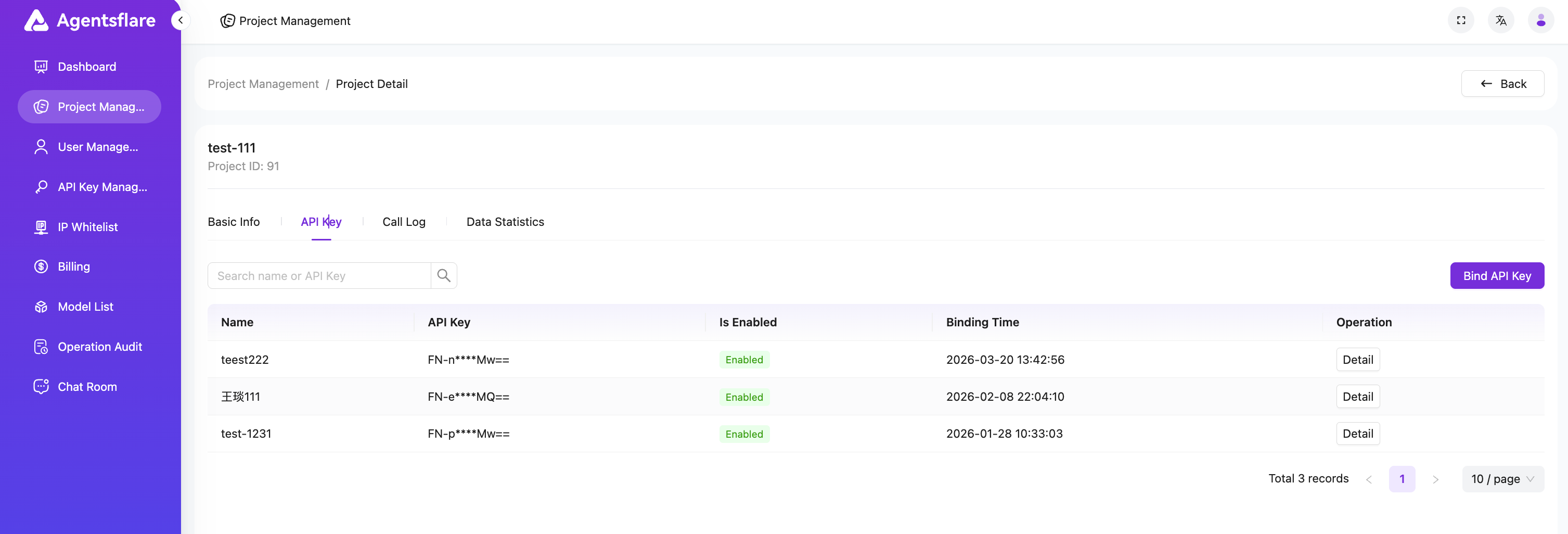 Create Project Interface