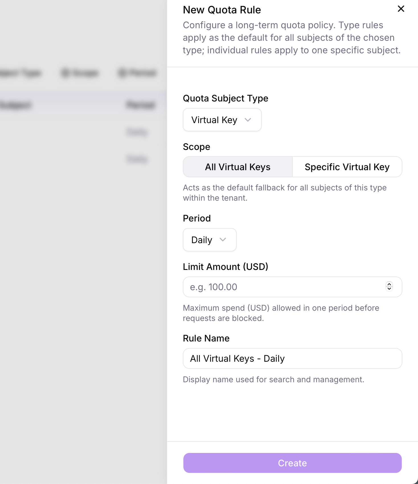 Quota Control and Configuration